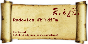 Radovics Ádám névjegykártya